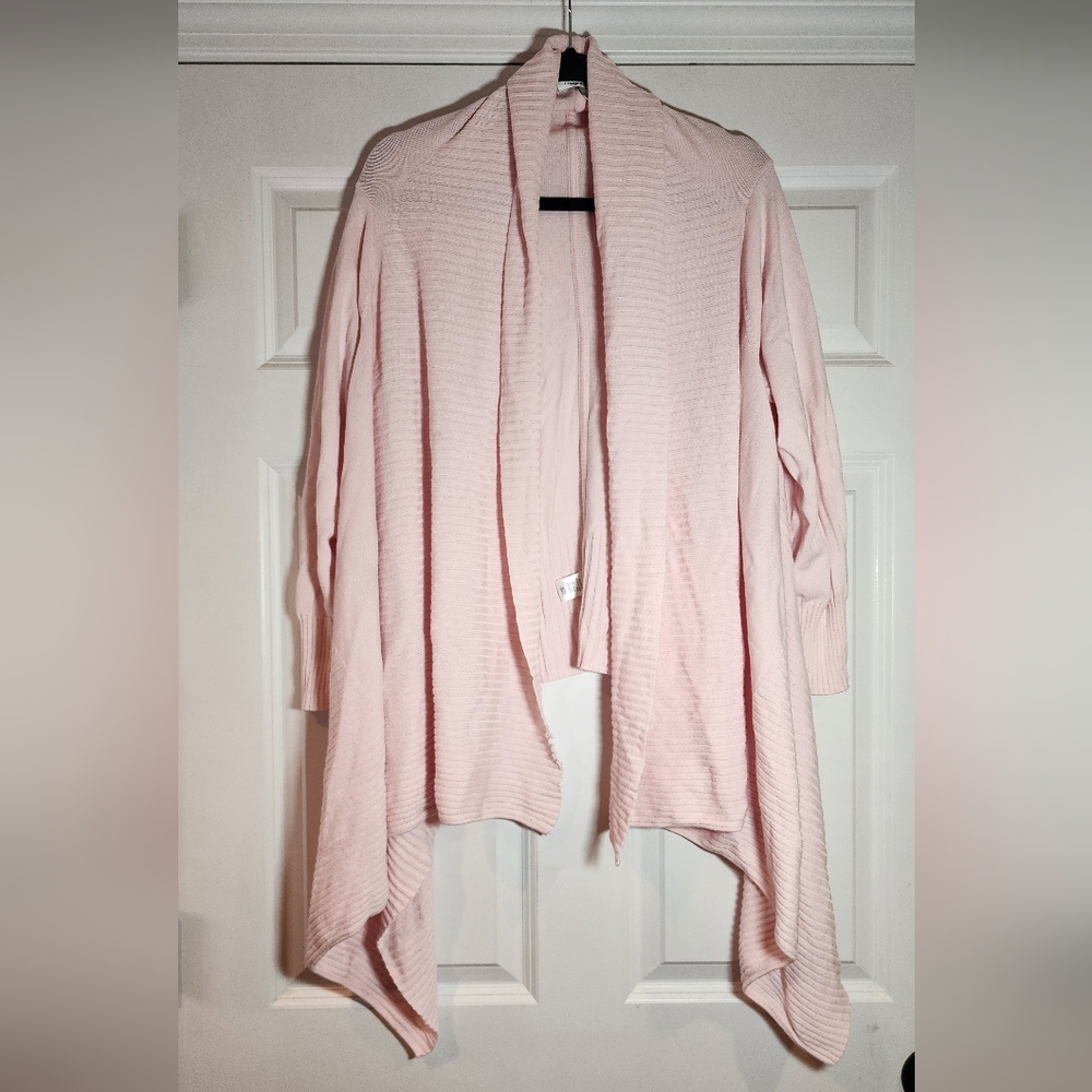 Coldwater Creek Pink Asymmetrical Cardigan Sweater L Minor Flaw
